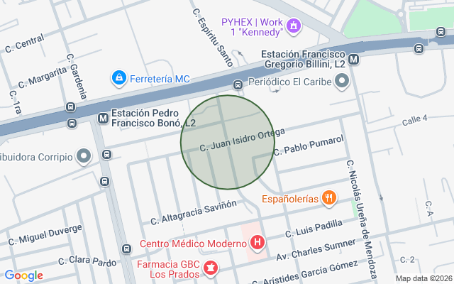 Mapa de Apartamento en Los Prados, Santo Domingo D.N. de 2 habitaciones con 1 baño y 1 parqueo en 3er nivel con 75 mts² con mantenimiento incluido