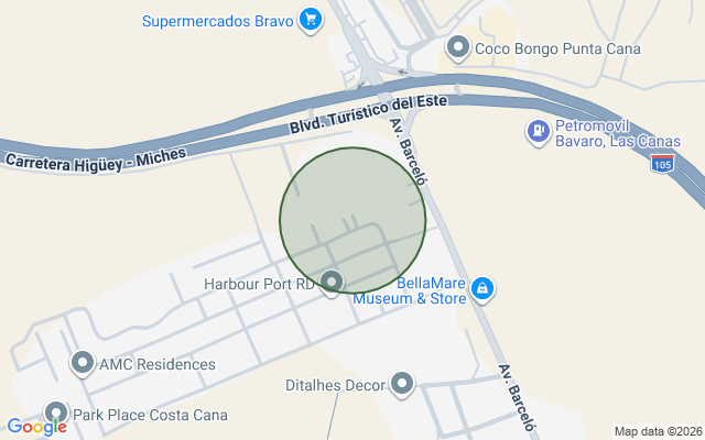 Mapa de Apartamento en Costa Cana, Bávaro de 2 habitaciones con 2 baños y 1 parqueo en 3er nivel con mantenimiento incluido