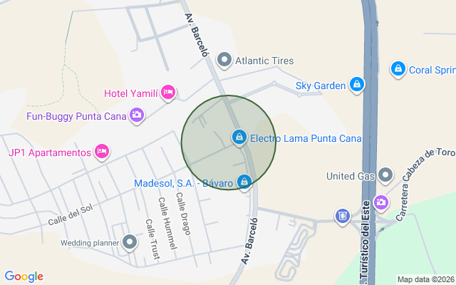 Mapa de Apartamento en Avenida Barceló, Bávaro de 2 habitaciones con 1 baño y 1 parqueo en 2do nivel con 1 mts² con mantenimiento incluido