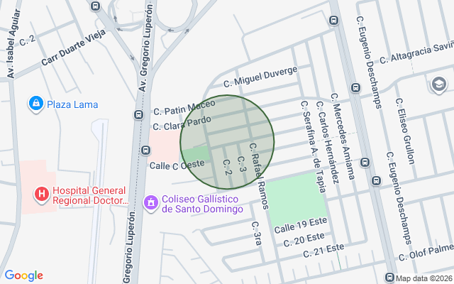 Mapa de Apartamento en San Gerónimo, Santo Domingo D.N. con 2 habitaciones, 3 baños, 1 parqueo en 2do nivel con mantenimiento incluido