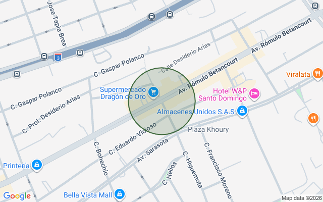 Mapa de Apartamento en Bella Vista, Santo Domingo D.N. de 2 habitaciones con 2 baños y 2 parqueos con mantenimiento incluido