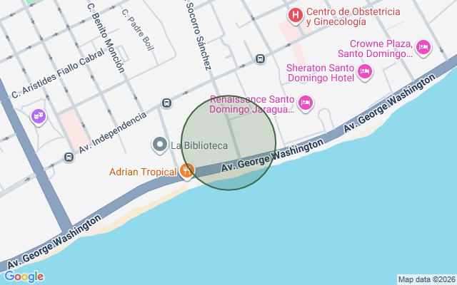 Mapa de Apartamento en Avenida George Washington, Santo Domingo D.N. de 1 habitación con 1 baño y 1 parqueo en 11vo nivel con 60 mts² con mantenimiento incluido