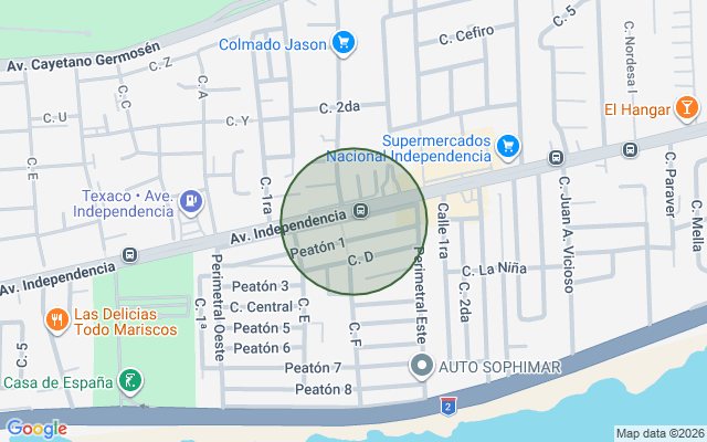 Mapa de Local comercial en Av. Independencia, Santo Domingo D.N. en 2do nivel con 30 mts²