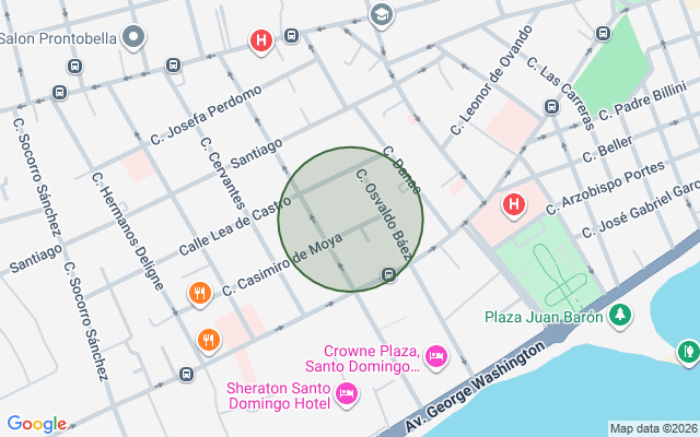 Mapa de Apartamento en Gazcue, Santo Domingo D.N. con 1 habitación, 1 baño, 1 parqueo en 5to nivel de 72 mts² con mantenimiento incluido