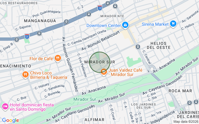 Mapa de Apartamento en Mirador Sur, Santo Domingo D.N. con 1 habitación, 1 baño, 1 parqueo en 1er nivel de 60 mts² con mantenimiento incluido