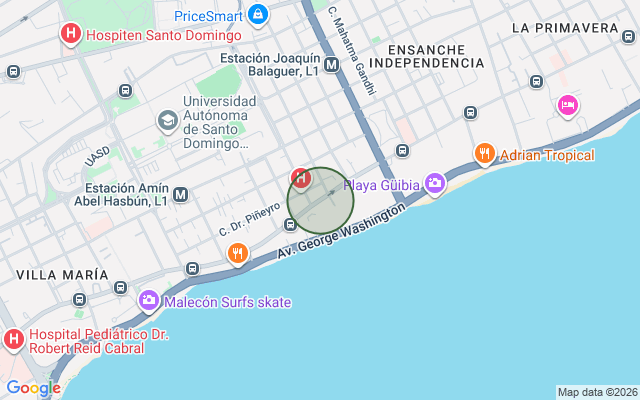 Mapa de Apartamento en Avenida George Washington, Santo Domingo D.N. con 3 habitaciones, 3 baños, 2 parqueos en 26vo nivel