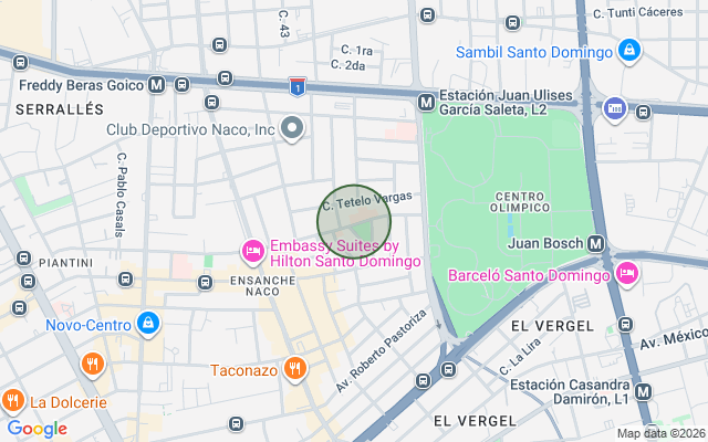 Mapa de Apartamento en Ensanche Naco, Santo Domingo D.N. con 3 habitaciones, 3 baños, 2 parqueos en 4to nivel de 165 mts² con mantenimiento incluido
