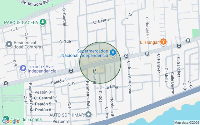 Mapa de Apartamento en Av. Independencia, Santo Domingo D.N. con 2 habitaciones, 2 baños, 1 parqueo en 4to nivel de 169 mts² con mantenimiento incluido