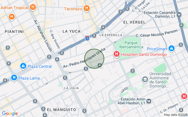 Mapa de Apartamento en La Esperilla, Santo Domingo D.N. con 1 habitación, 1 baño, 1 parqueo en 7mo nivel de 65 mts² con mantenimiento incluido