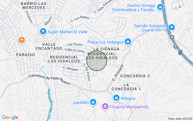 Mapa de Apartamento en Residencial Los Hidalgos, Los Alcarrizos con 2 habitaciones, 2 baños, 1 parqueo en 2do nivel de 85 mts² con mantenimiento incluido