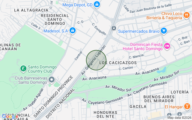 Mapa de Apartamento en Los Cacicazgos, Santo Domingo D.N. con 3 habitaciones, 2 baños, 2 parqueos en 11vo nivel de 200 mts² con mantenimiento incluido