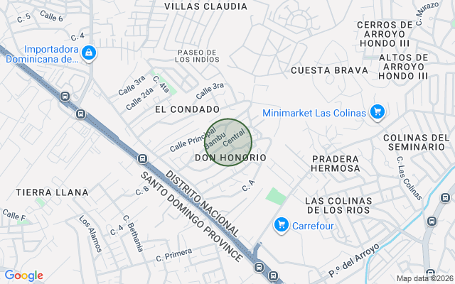 Mapa de Apartamento en Don Honorio, Santo Domingo D.N. con 1 habitación, 2 baños en 5to nivel de 95 mts² con mantenimiento incluido
