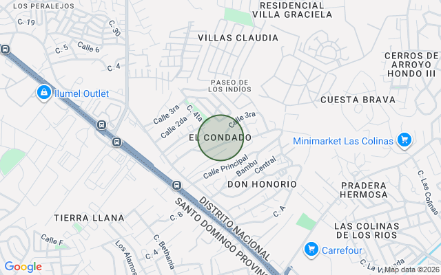 Mapa de Apartamento en Don Honorio, Santo Domingo D.N. con 3 habitaciones, 3 baños, 2 parqueos en 6to nivel de 150 mts² con mantenimiento incluido