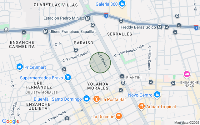 Mapa de Apartamento en Piantini, Santo Domingo D.N. con 2 habitaciones, 2 baños en 8vo nivel de 125 mts² con mantenimiento incluido