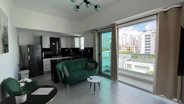 Apartamento en Ensanche Serralles, Santo Domingo D.N. con 1 habitación, 1 baño, 1 parqueo en 4to nivel de 44 mts² con mantenimiento incluido - Imagen 4