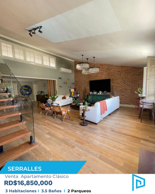 Apartamento en Ensanche Serralles, Santo Domingo D.N. con 3 habitaciones, 3 baños, 2 parqueos en 4to nivel de 244 mts² - Imagen 1