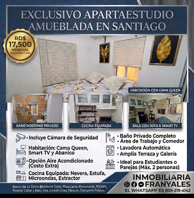 Apartamento en El Congo, Santiago con 1 habitación, 1 baño en 1er nivel de 35 mts² con mantenimiento incluido - Imagen 1