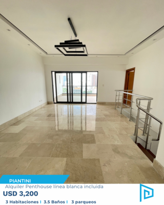 Penthouse en Piantini, Santo Domingo D.N. con 3 habitaciones, 3 baños, 3 parqueos en 13vo nivel de 269 mts² con mantenimiento incluido - Imagen 2